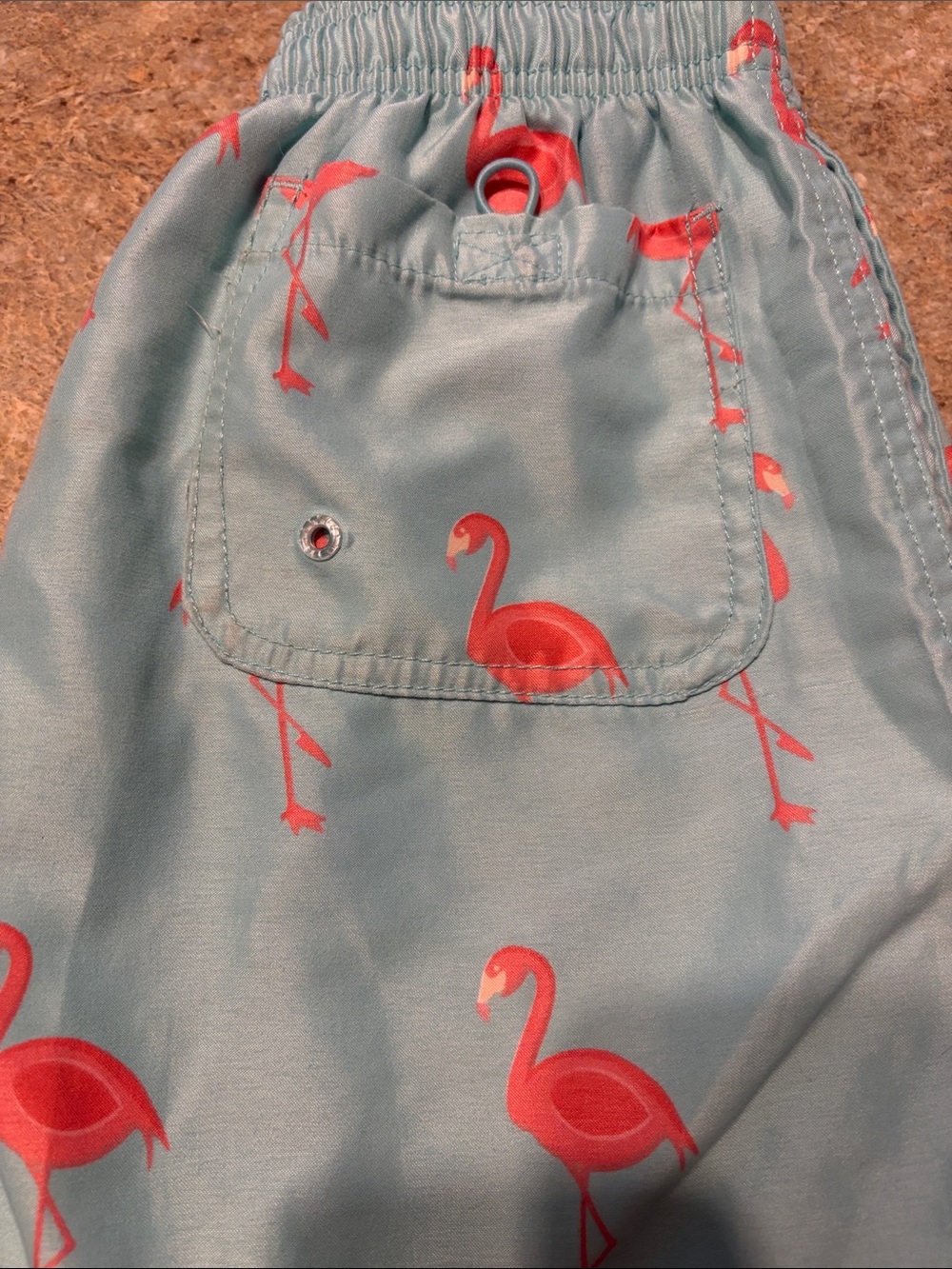 Turquoise Flamingo Print Swim Shorts Boys M - Picture 3 of 3